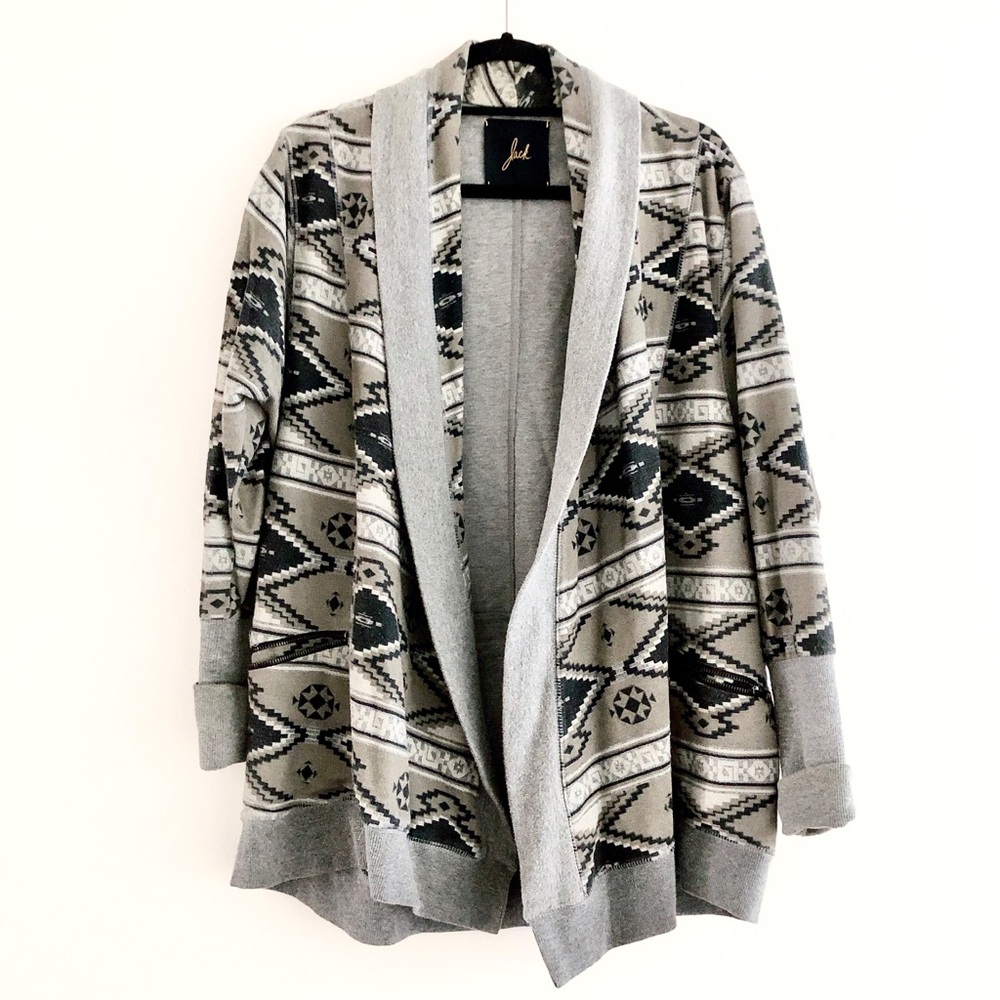 Jack Gray Aztec Print Jacket Cardigan